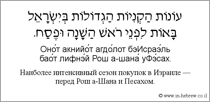 Иврит и русский: Наиболее интенсивный сезон покупок в Израиле — перед Рош а-Шана и Песахом.