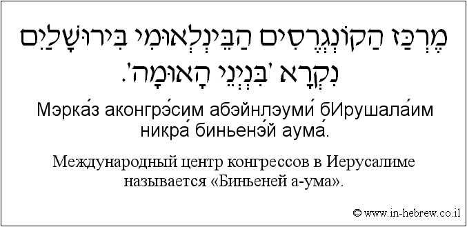Иврит и русский: Международный центр конгрессов в Иерусалиме называется «Биньеней а-ума»
