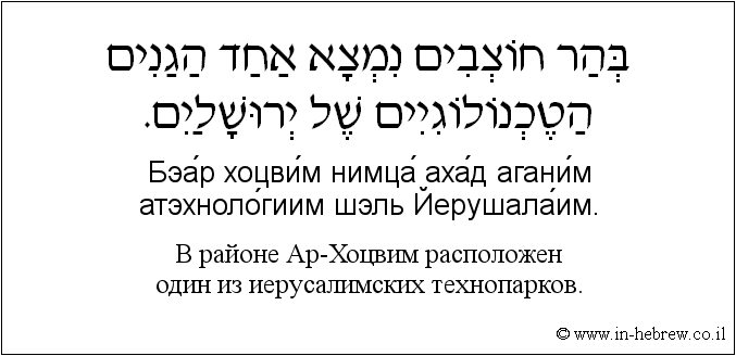Иврит и русский: B районе Ар-Хоцвим расположен один из иерусалимских технопарков