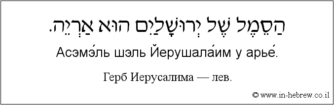 Иврит и русский: Герб Иерусалима — лев