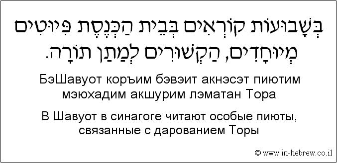 Иврит и русский: В Шавуот в синагоге читают особые пиюты, связанные с дарованием Торы