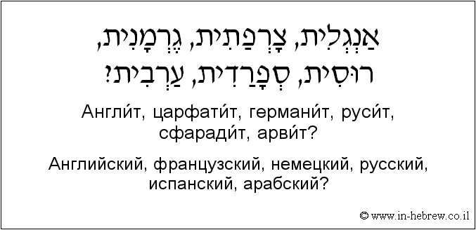 Иврит и русский: Английский, французский, немецкий, русский, испанский, арабский?