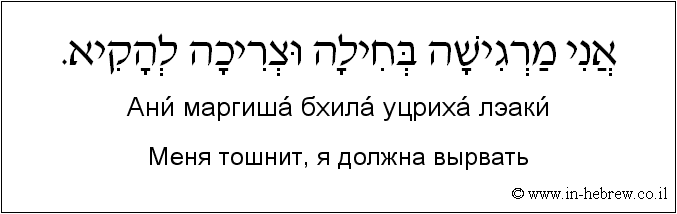 Иврит и русский: Меня тошнит, я должна вырвать