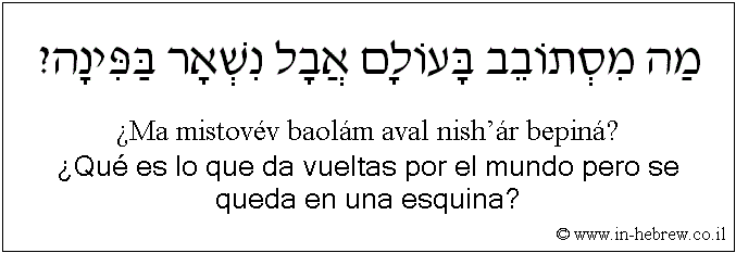 Español y hebreo: ¿Qué es lo que da vueltas por el mundo pero se queda en una esquina?