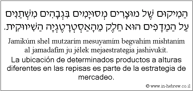 Español y hebreo: La ubicación de determinados productos a alturas diferentes en las repisas es parte de la estrategia de mercadeo.