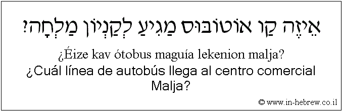 Español y hebreo: ¿Cuál línea de autobús llega al centro comercial Malja?