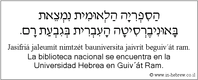 Español y hebreo: La biblioteca nacional se encuentra en la Universidad Hebrea en Guiv´át Ram.