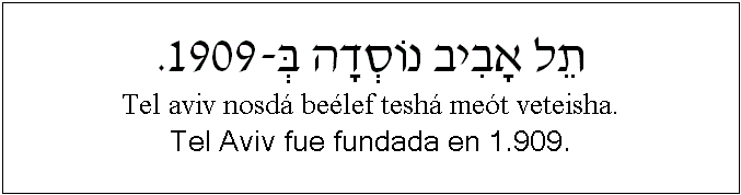Español y hebreo: Tel Aviv fue fundada en 1.909.
