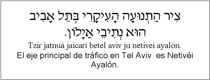 Español y hebreo: El eje principal de tráfico en Tel Aviv  es Netivéi Ayalón.