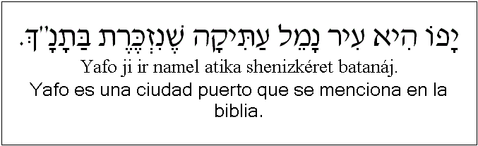 Español y hebreo: Yafo es una ciudad puerto que se menciona en la biblia.