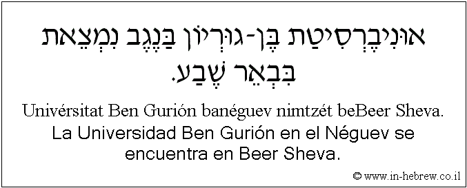 Español y hebreo: La Universidad Ben Gurión en el Néguev se encuentra en Beer Sheva.
