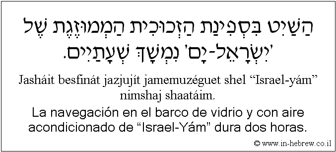 Español y hebreo: La navegación en el barco de vidrio y con aire acondicionado de “Israel-Yám” dura dos horas.