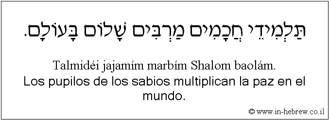 Español y hebreo: Los pupilos de los sabios multiplican la paz en el mundo.