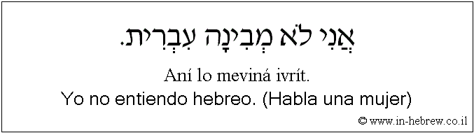 Español y hebreo: Yo no entiendo hebreo. (Habla una mujer)